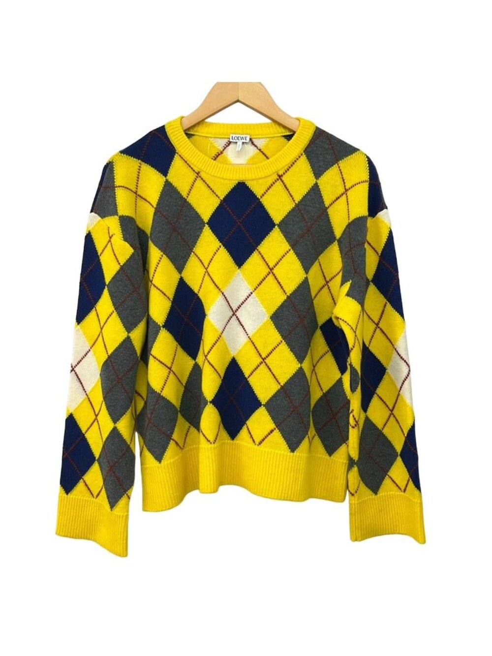 Loewe Long Sleeve Sweater S Yellow Dark Gray Multi Crew Neck Agyle